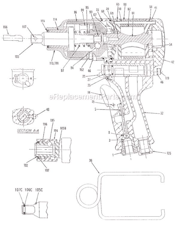 Page A Diagram and Parts List for CP6041 T021890 Chicago Pneumatic Wrench